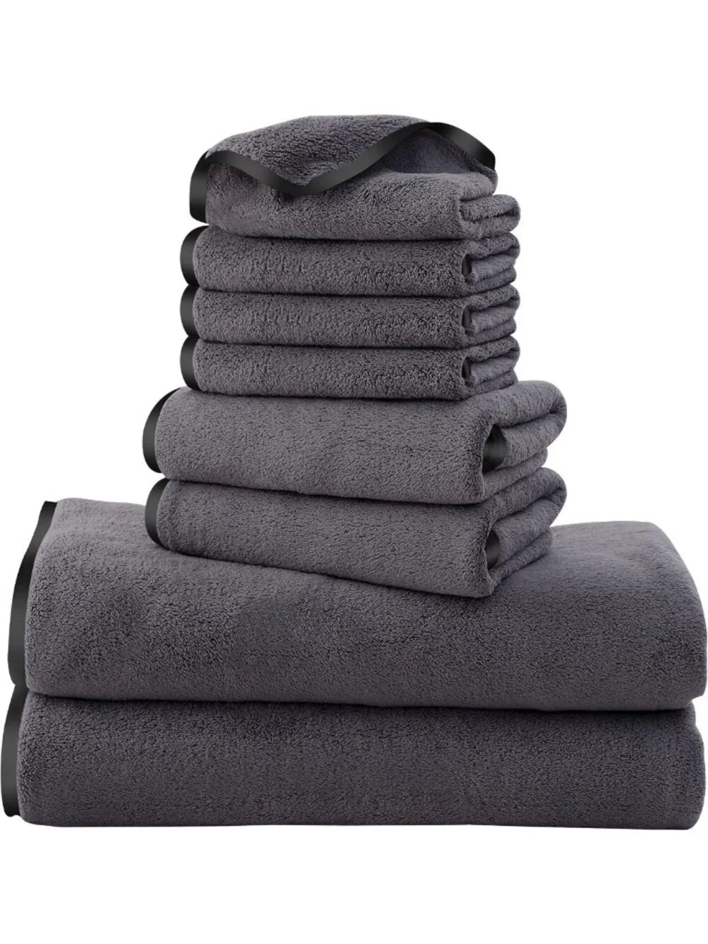 Ultra Soft 8-Piece Microfiber Towel Set - Bath, Hand & Wash Cloths, Highly